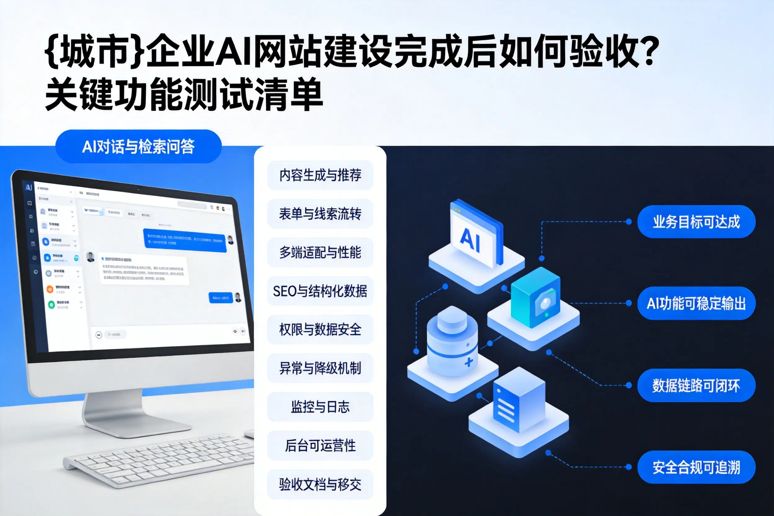 怀化企业AI网站建设完成后如何验收？关键功能测试清单